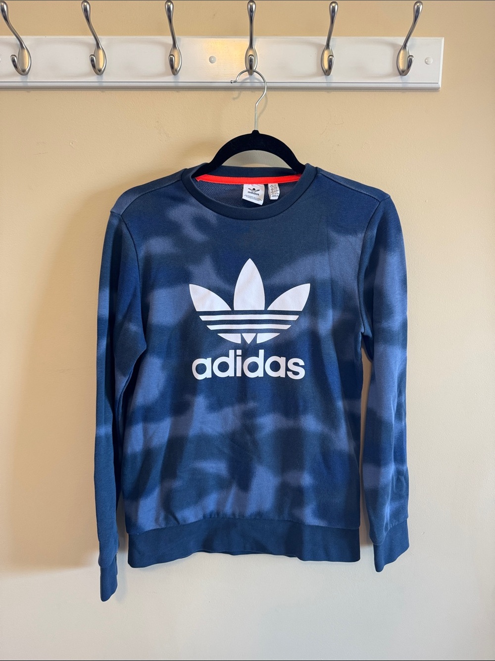 Adidas Navy Blue and White Trefoil Crewneck Sweatshirt